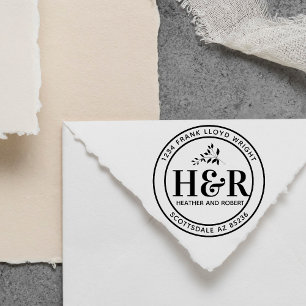 Carimbo Auto Entintado Endereço de devolução do monograma personalizado