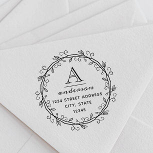 Carimbo Auto Entintado Endereço de devolução do Monograma Personalizado d