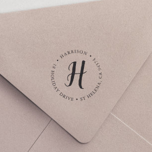 Carimbo Auto Entintado Endereço de devolução do Monograma Round