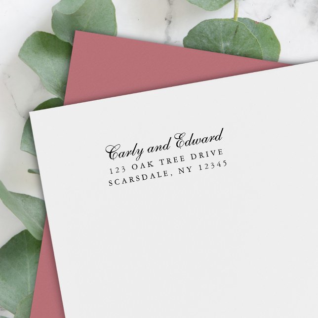 Carimbo Auto Entintado Endereço de Devolução do Nome Cursivo do Casal Ele (Criador carregado)