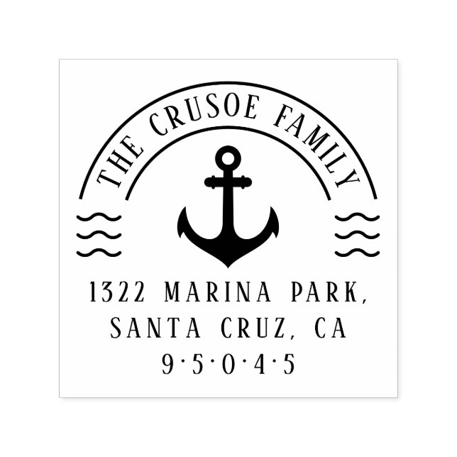 Carimbo Auto Entintado Endereço de devolução do nome da família Anchor &  (Design)