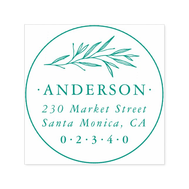 Carimbo Auto Entintado Endereço de devolução do nome da família Botânica  (Design)