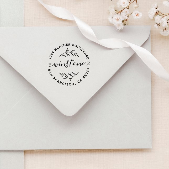 Carimbo Auto Entintado Endereço de Devolução do Nome da Família Botânica  (Criador carregado)