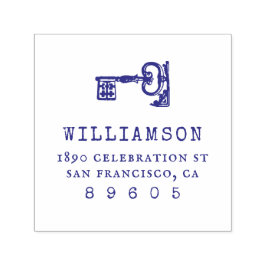 Carimbo Auto Entintado Endereço de devolução do nome da família da chave 