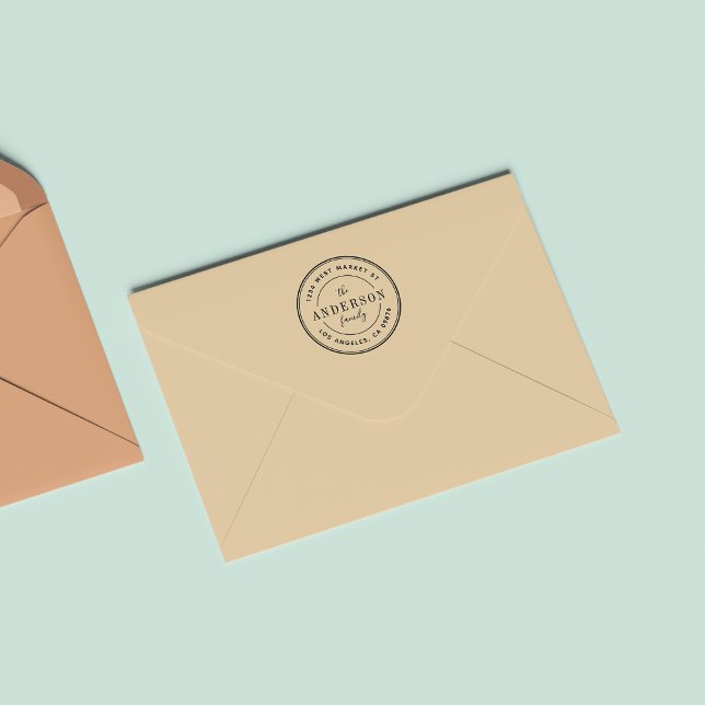 Carimbo Auto Entintado Endereço de devolução do nome da família de logoti (Criador carregado)