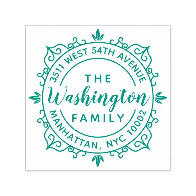 Carimbo Auto Entintado Endereço de devolução do nome da família de script (Design)