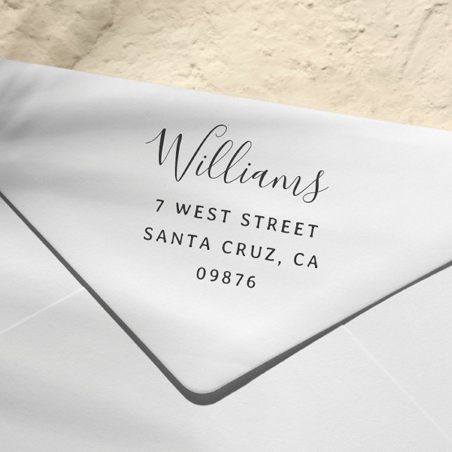 Carimbo Auto Entintado Endereço de devolução do nome da família de script (Criador carregado)