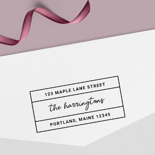 Carimbo Auto Entintado Endereço de devolução do nome da família de script