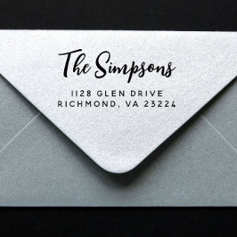 Carimbo Auto Entintado Endereço de Devolução do Nome da Família de Script