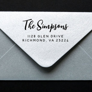 Carimbo Auto Entintado Endereço de Devolução do Nome da Família de Script