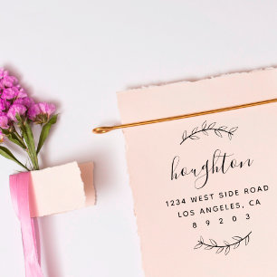 Carimbo Auto Entintado Endereço de devolução do nome da família de script