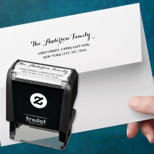 Carimbo Auto Entintado Endereço de Devolução do Nome da Família de Script