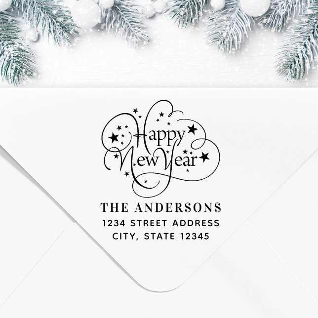 Carimbo Auto Entintado Endereço de devolução do nome da família do Feliz  (Criador carregado)