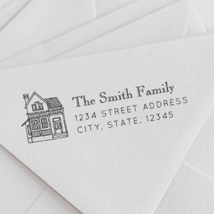 Carimbo Auto Entintado Endereço de devolução do nome da família do Retrat