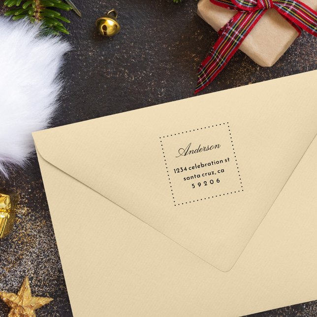 Carimbo Auto Entintado Endereço de Devolução do Nome da Família do Script (Criador carregado)