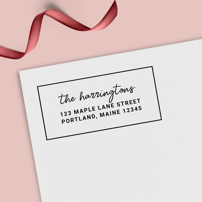 Carimbo Auto Entintado Endereço de devolução do nome da família do script (Criador carregado)