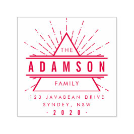 Carimbo Auto Entintado Endereço de devolução do nome da família do triâng