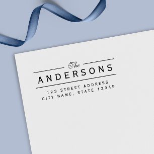 Carimbo Auto Entintado Endereço de Devolução do Nome da Família Elegante 