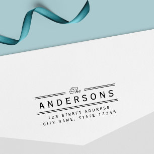 Carimbo Auto Entintado Endereço de Devolução do Nome da Família Elegente 