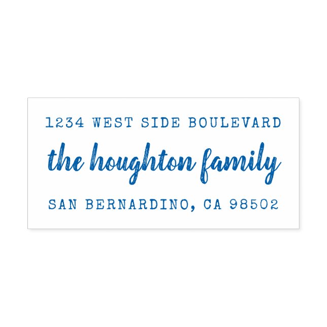 Carimbo Auto Entintado Endereço de devolução do nome da família escrito m (Design)