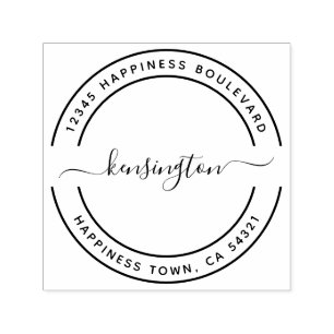 Carimbo Auto Entintado Endereço de Devolução do Nome da Família Moderna