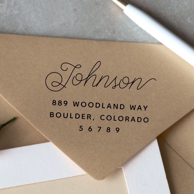 Carimbo Auto Entintado Endereço de devolução do nome da família moderna s (Simple Modern Family Name Return Address Self-inking Stamp)