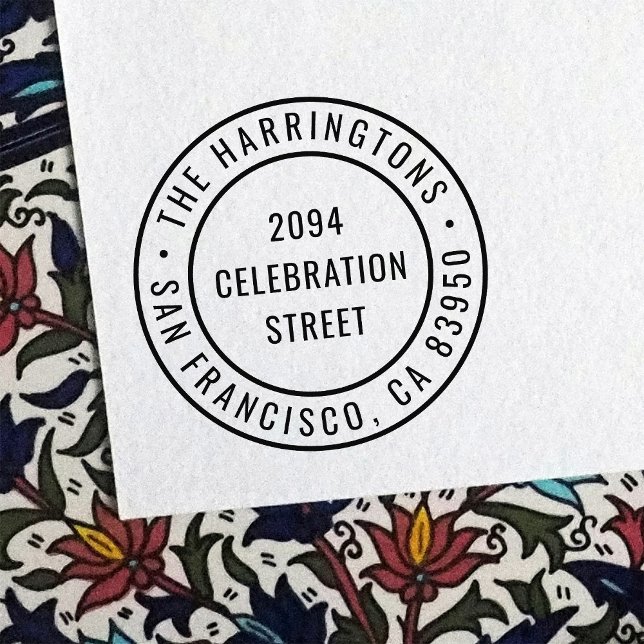 Carimbo Auto Entintado Endereço de Devolução do Nome da Família Redonda M (Criador carregado)