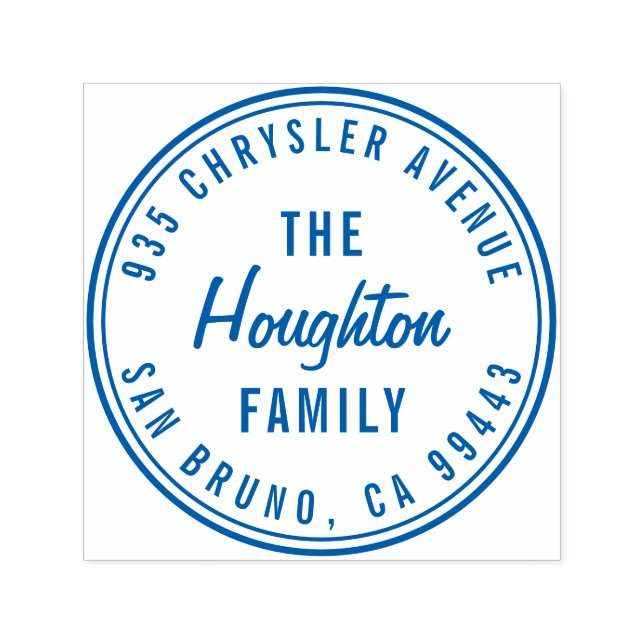 Carimbo Auto Entintado Endereço de devolução do nome da família Round Mod (Design)