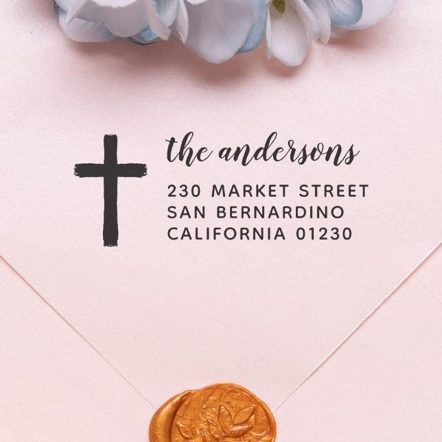 Carimbo Auto Entintado Endereço de Devolução do Nome da Família Rustic Cr (Stamp Mock-up)