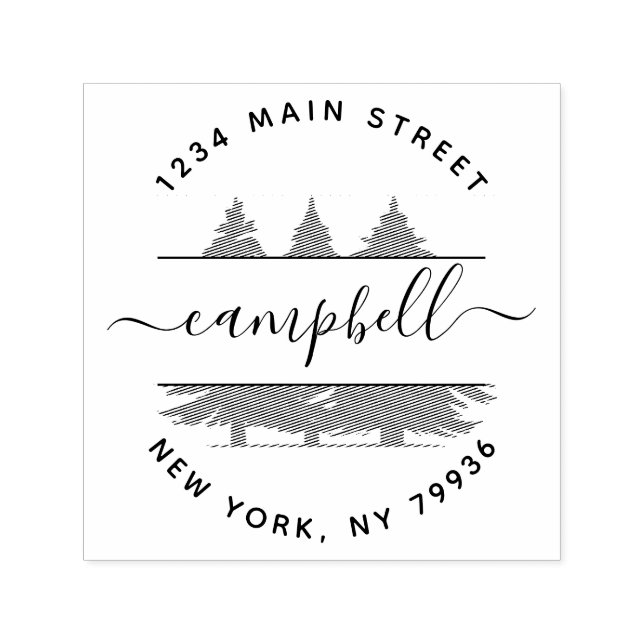 Carimbo Auto Entintado Endereço de devolução do nome da família Rustic Fo (Design)