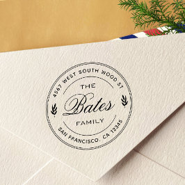 Carimbo Auto Entintado Endereço de devolução do nome da família Rustic Ro