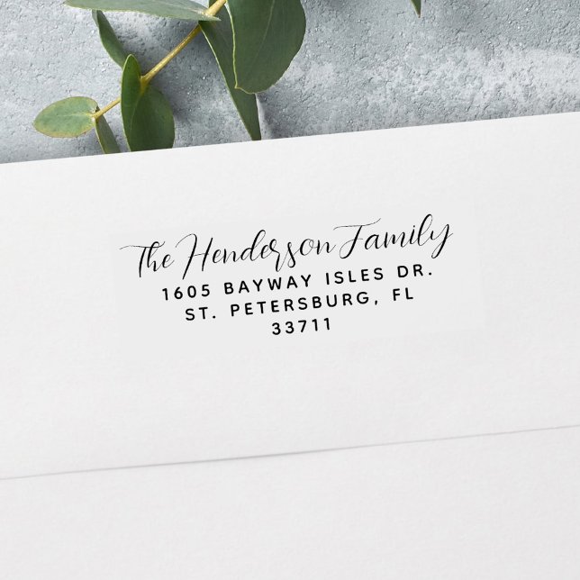 Carimbo Auto Entintado Endereço de Devolução do Nome de Script Manuscrito (Criador carregado)