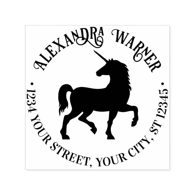 Carimbo Auto Entintado Endereço de devolução do nome de silhueta do Unicó (Design)