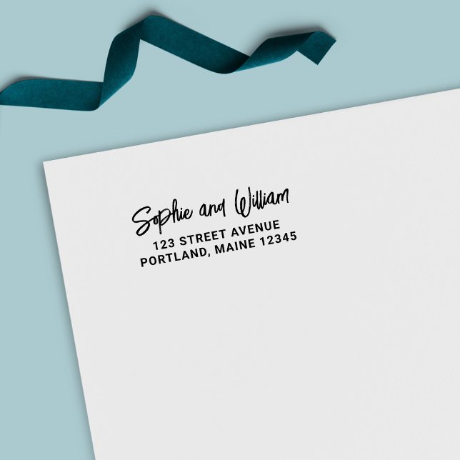 Carimbo Auto Entintado Endereço de Devolução do Nome do Casal do Script d (Criador carregado)