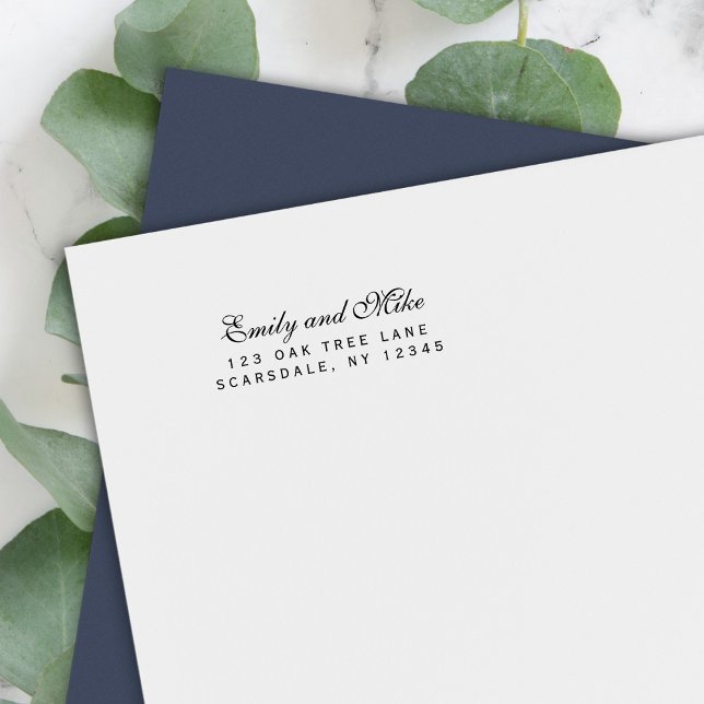 Carimbo Auto Entintado Endereço de Devolução do Nome do Casal do Script E (Criador carregado)