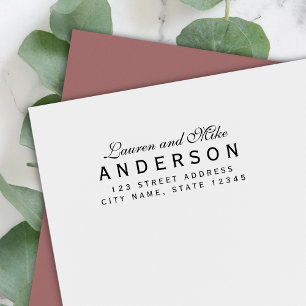 Carimbo Auto Entintado Endereço de devolução do nome do Casal Elegante Pe