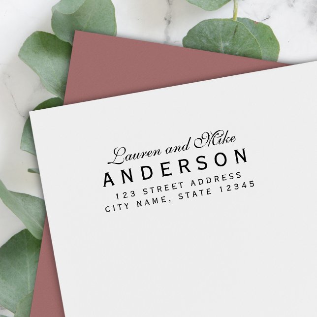 Carimbo Auto Entintado Endereço de devolução do nome do Casal Elegante Pe (Criador carregado)