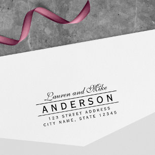 Carimbo Auto Entintado Endereço de Devolução do Nome do Casal Elegente da