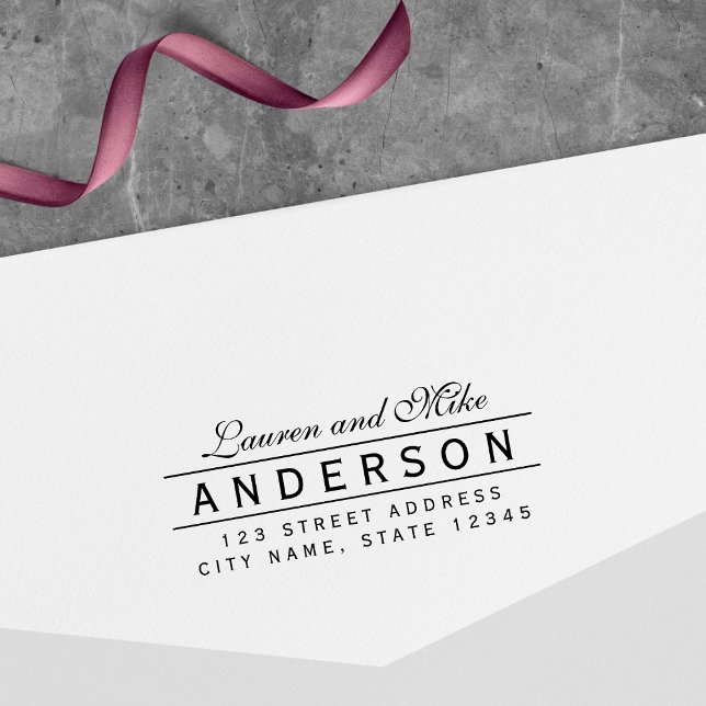 Carimbo Auto Entintado Endereço de Devolução do Nome do Casal Elegente da (Criador carregado)