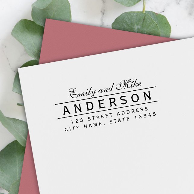 Carimbo Auto Entintado Endereço de Devolução do Nome do Casal Elegente da (Criador carregado)