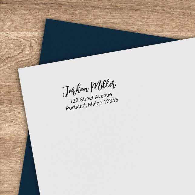 Carimbo Auto Entintado Endereço de Devolução do Nome do Script do Pincel  (Criador carregado)