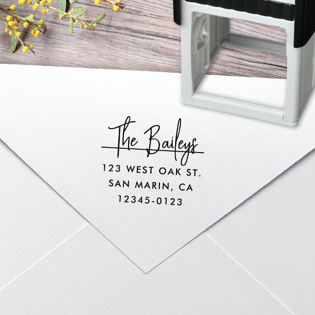 Carimbo Auto Entintado Endereço de Devolução do Nome do Script Moderno Ch (Criador carregado)