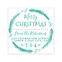 Carimbo Auto Entintado Endereço de devolução do nome do script Wreath de 