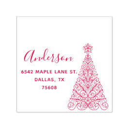 Carimbo Auto Entintado Endereço de devolução do nome personalizado da árv