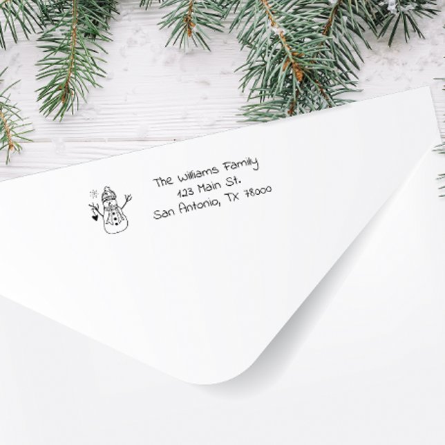 Carimbo Auto Entintado Endereço de Devolução do Papai Noel (Add some cuteness to your holiday mail with this personalized snowman return address stamp.)