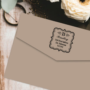 Carimbo Auto Entintado Endereço de devolução do quadro do suporte deco