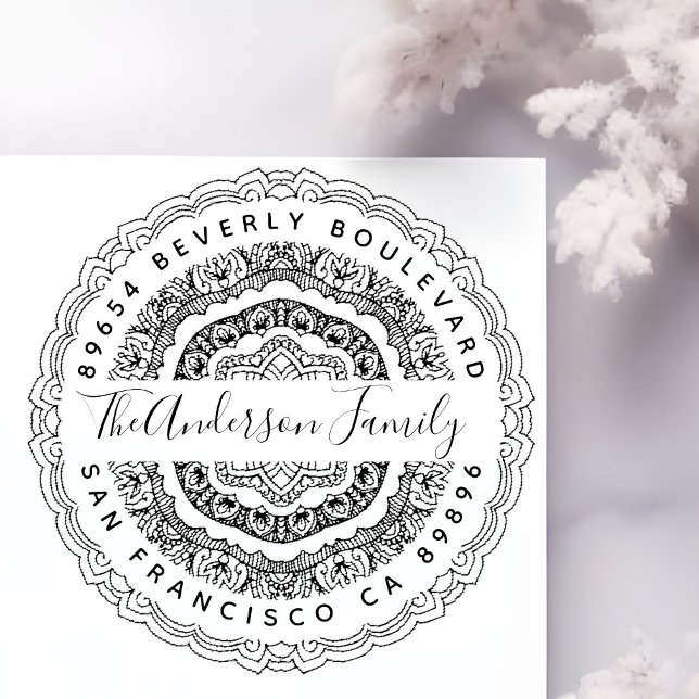 Carimbo Auto Entintado Endereço de Devolução do Script de Nome da Família (Criador carregado)