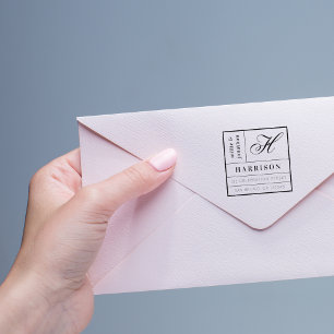 Carimbo Auto Entintado Endereço de devolução do script e da tipografia do