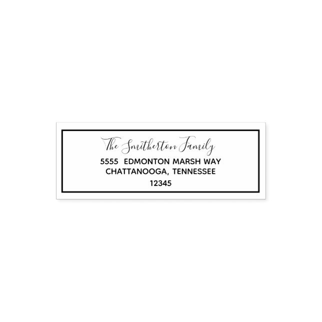 Carimbo Auto Entintado Endereço de devolução do Sobrenome da Família de S (Design)