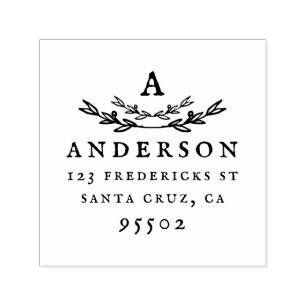 Carimbo Auto Entintado Endereço de devolução do Sobrenome Russo Monograma